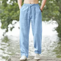 Men trousers men fashion Cotton Linen Casual Breathable Trousers Fitness Streetwear Clothing Jogging Autumn Summer baggy pants