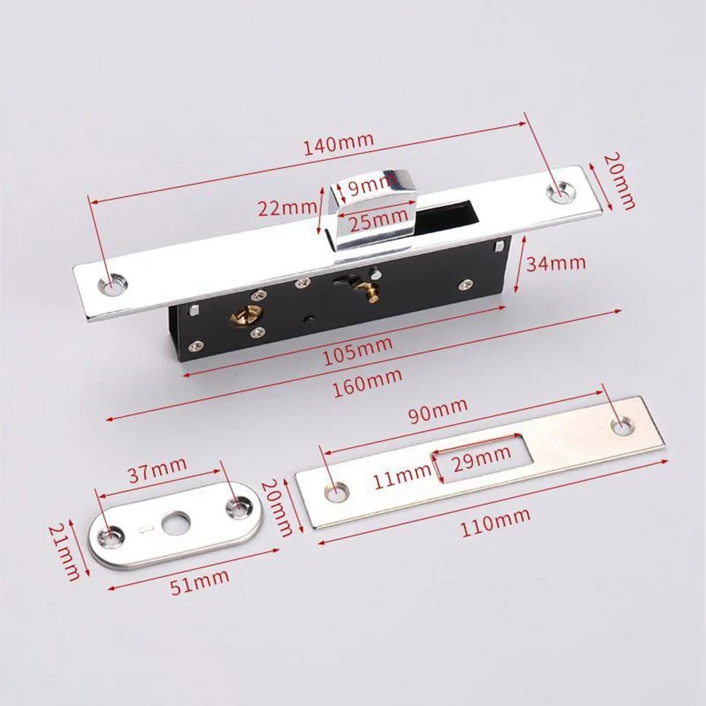 Serratura per porta scorrevole a Stile stretto serratura per porta scorrevole antifurto completa Hardware per chiavi incrociate di sicurezza antifurto