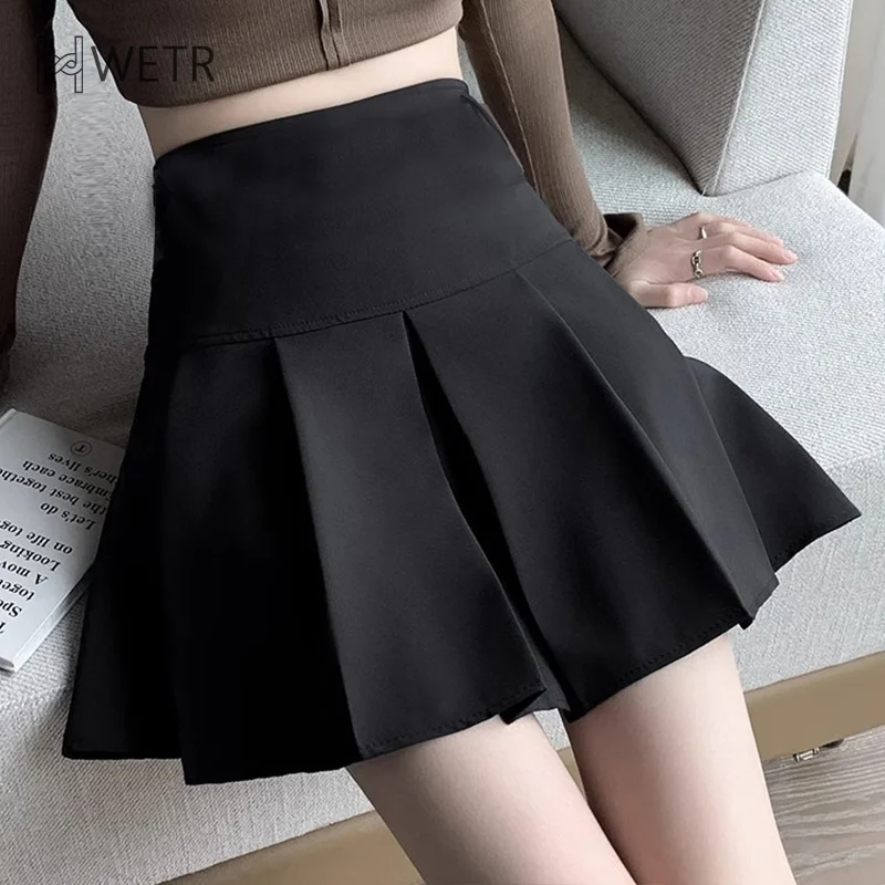 

Tennis Skirt High Waist Fashion Mini Skirt Korean Short Style Above The Knee Retro Cute