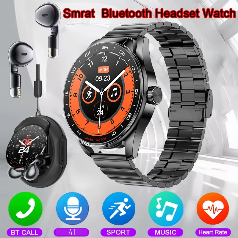 TWS 2-in-1 Smart Watch NFC Headset Bluetooth Call Heart Rate Blood Pressure Health Monitoring Headphones Play Music Smartwatch