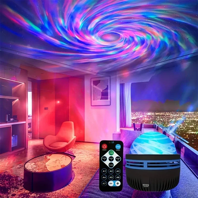 Imagem -05 - Led Aurora Lights Projector Usb Ocean Wave Night Light Controle Remoto Rotação de 360 ° Projetor Estrela para Teatro Decoração Festa