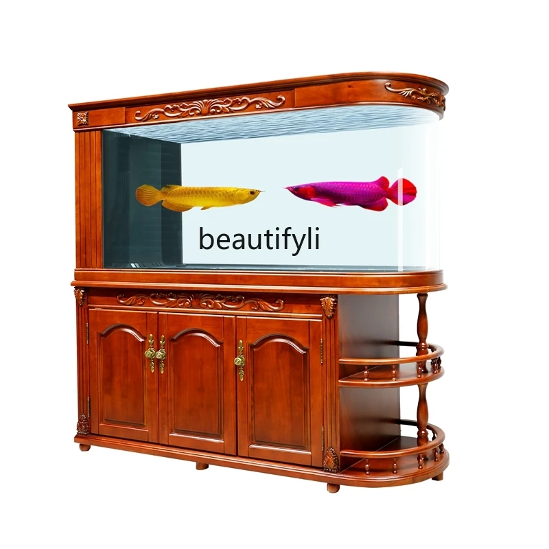 

Fish tank living room large ultra-white glass high-end office home bottom filter screen aquarium smart new dragon fish tank