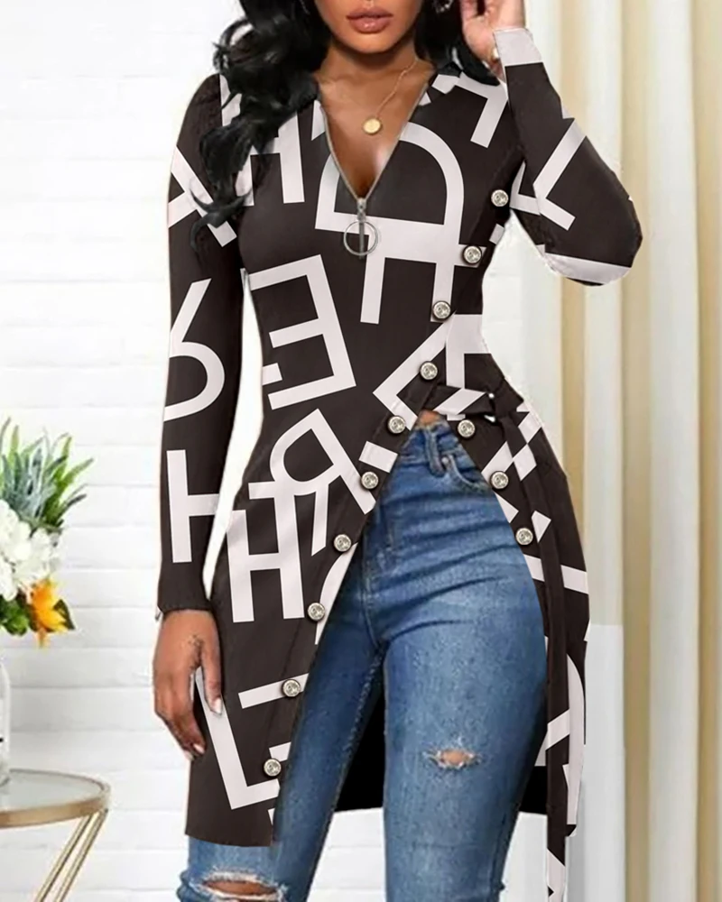 Women Blouse Print Long Sleeve V-Neck Button Sexy Ladies Blouse Spring Autumn Long Elegant Shirt Hot Sale Tops Women 2023