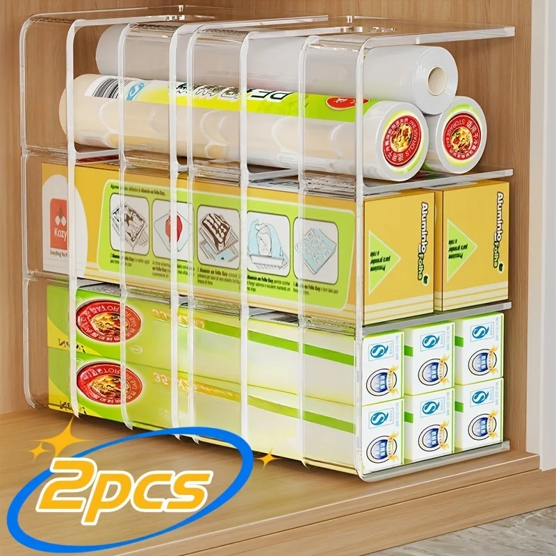 منظم تخزين المطبخ مكون من 4 قطع مع رف توابل وحامل خزانة لأكياس القمامة وأكياس بلاستيكية ونضارة