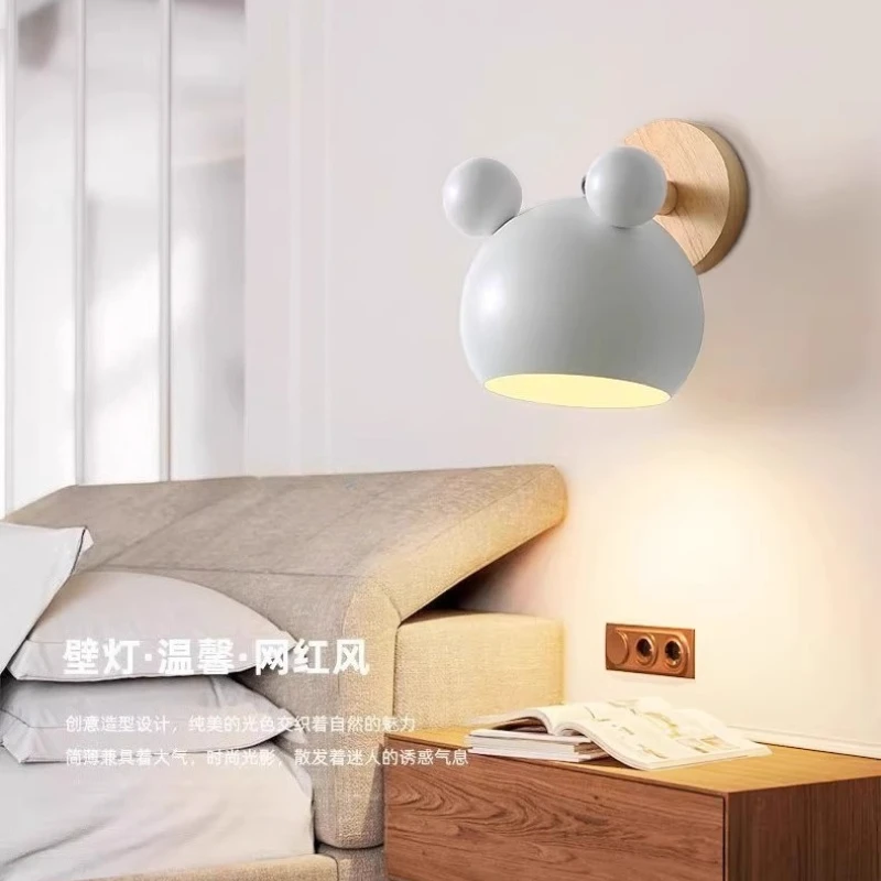 Modern Designer Wall Lamps Originality Mickey Mouse Design LED Wall Light Bedroom Bedside Table Study Restaurant Home Decor Lamp