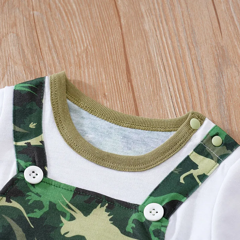 Camouflage dinosaur print baby romper One-piece round collar Summer short sleeve For Toddler Outfits Newborn Baby boys Jumpsuit