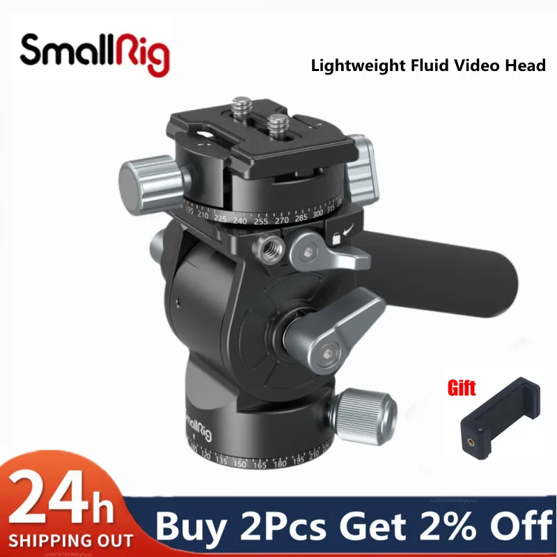 SmallRig Lightweight Fluid Video Head 360 Swivel with a Removable Telescopic Handle Adjustable Portable Lightweight 3457