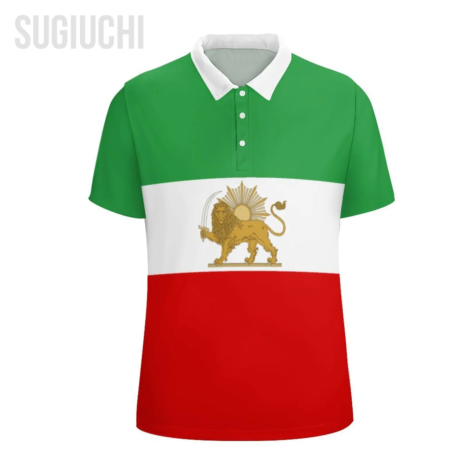 Unisex Polo Shirt Emblem of Iran Lion And Sun Flag of Iran 3D Print Man Polo Fashion Clothing Tracksuits Short Sleeves