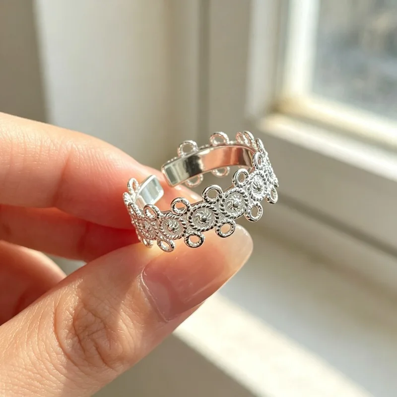 GANPUP Texturierte Runde Verstellbare Fingerringe für Frauen Kreativer Modischer Neuer Ring Schmuck Paargeschenk Party Urlaub Kольцо – Detail 1