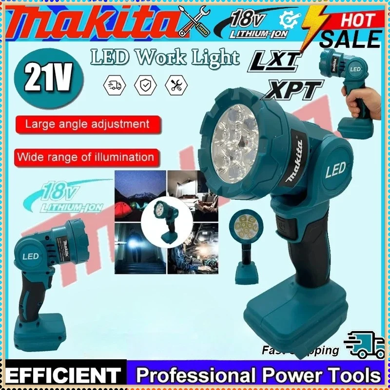 

Makita Indoor Outdoors Night Searchlight Tool Cordless LED Work Light Rechargeable Flashlight 18V Battery Power Tools