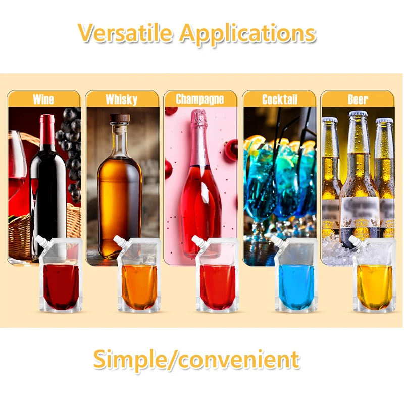 100 ml-500 ml Reise-Getränke-Auslaufbeutel, transparente Plastiktüten, versiegelte Saftaufbewahrung, Getränke, eiskaltes Getränkebeutel, tragbar – Detail 10