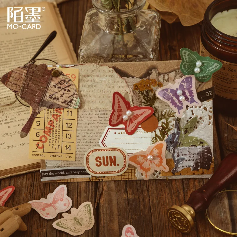 46 Pcs Butterfly Decorative Adhesive Sticker Craft Scrapbooking Sticker Set For Diary Album Notebook Planner