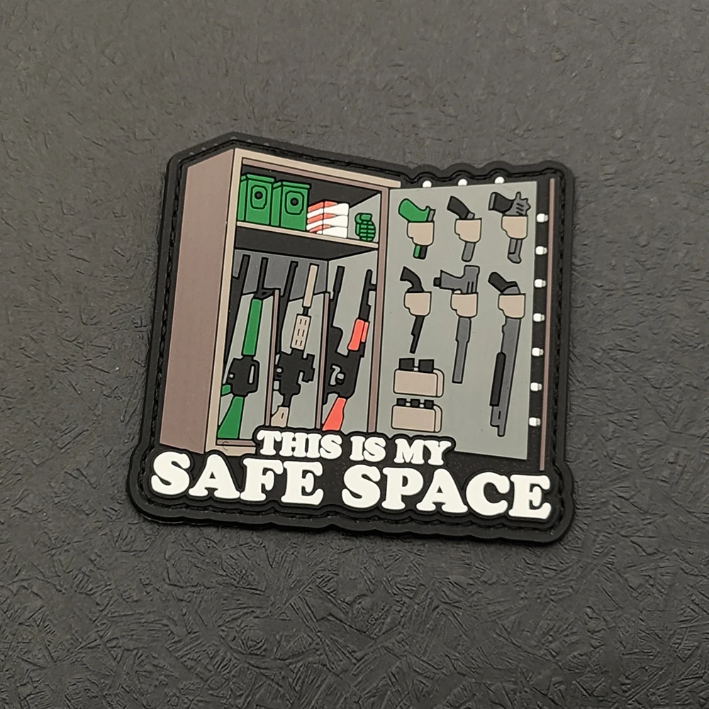Funny Gun Safe PVC Patch This Is My Safe Space Hook Backing Tactical Badge for Jacket Backpack Decor view 4