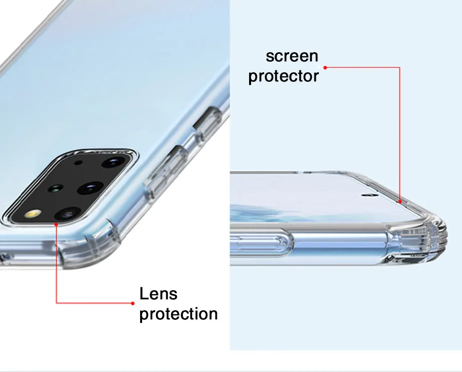 Clear Airbag Cover Case for Samsung Galaxy S20 FE Plus Ultra 5G Soft Phone Back Funda SamsungS20 S20FE S20Plus S20Ultra F E Gel
