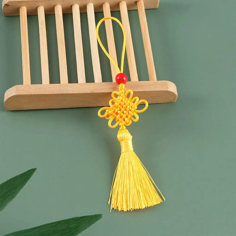 Accessoires de décoration, pendentif, décoration intérieure, pendentif en soie à nœud chinois, pendentif nœud chinois, breloques de rideau DIY, pompon