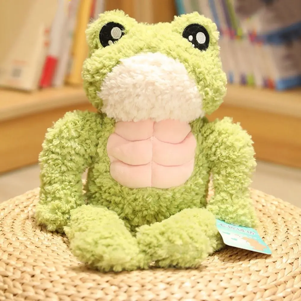مجموعة حيوانات محشوة على شكل بطة عضلية مصنوعة يدويًا على شكل ضفدع قوي من Plushies، مريحة وناعمة لحفلات أعياد ميلاد الضفدع العضلي #4