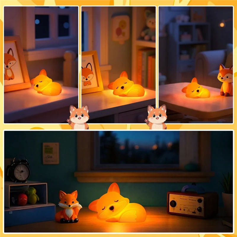 【NUEVA-VENTA】Luz nocturna bonita, lámpara táctil de cabecera con luz nocturna de animales de silicona regulable, regalos para decoración de dormitorio de niños