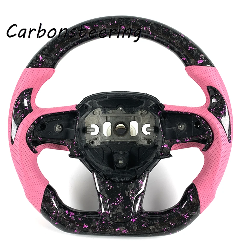 Custom Forged Carbon Fiber Steering Wheel for Chrysler 300 300C 300S SRT 2015+ OEM Fit D-Shape Sport Interior Upgrade