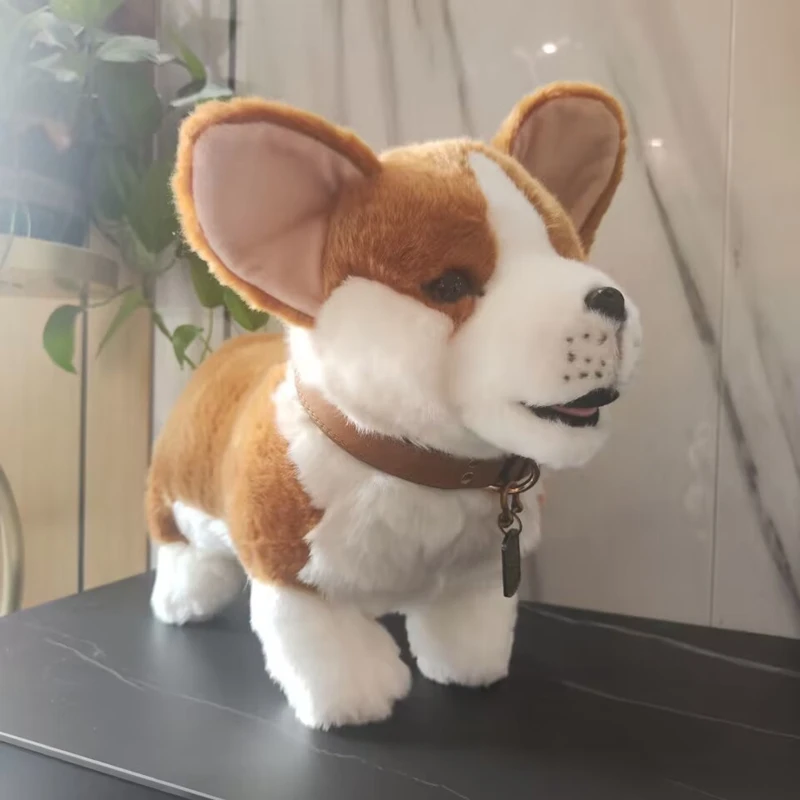 Quality Lifelike Animal Corgi Dog Plush Toys Big Welsh Puppy Stuffed Animals Doll for Children Christmas New Year Gift 49cm