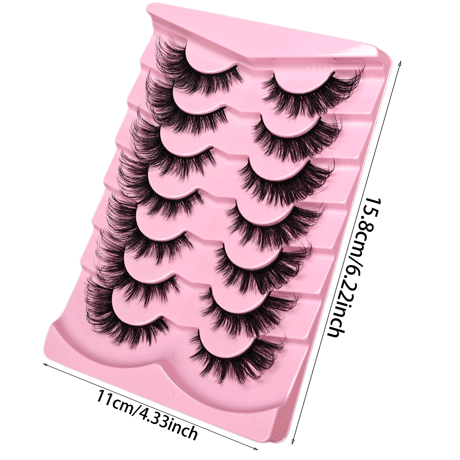 Fox Eye Wispy Strip Lashes 7 Paar Falsche Wimpern aus Kunstnerz, Flauschige Flügel-Katzenaugen-Wimpern, Wiederverwendbares Augen-Make-up für den Alltag und Partys – Detail 4