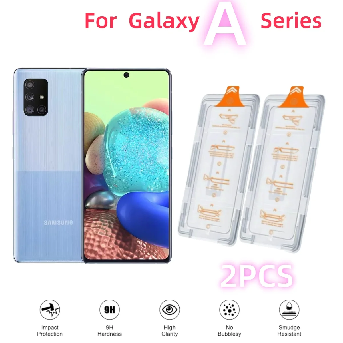 

2PCS Tempered Glass Screen Protector for Samsung Galaxy A73 A71 A56 A13 A14 A15 A16 A25 A22 A23 A33 A32 A34 A20 A40S A50S - Full