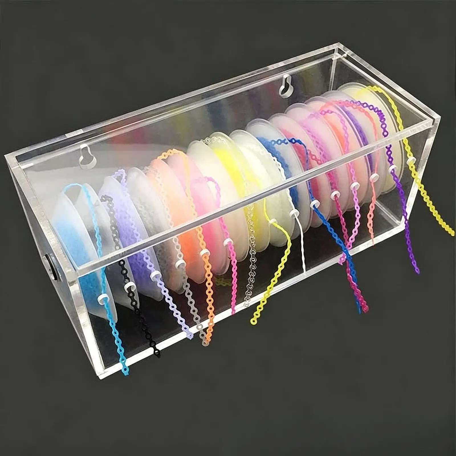 

Dental Rubber Chain Organizer Case Compact Premium with Holes Durability with Flip Lid Acrylic Dental Elastic Chains Storage Box