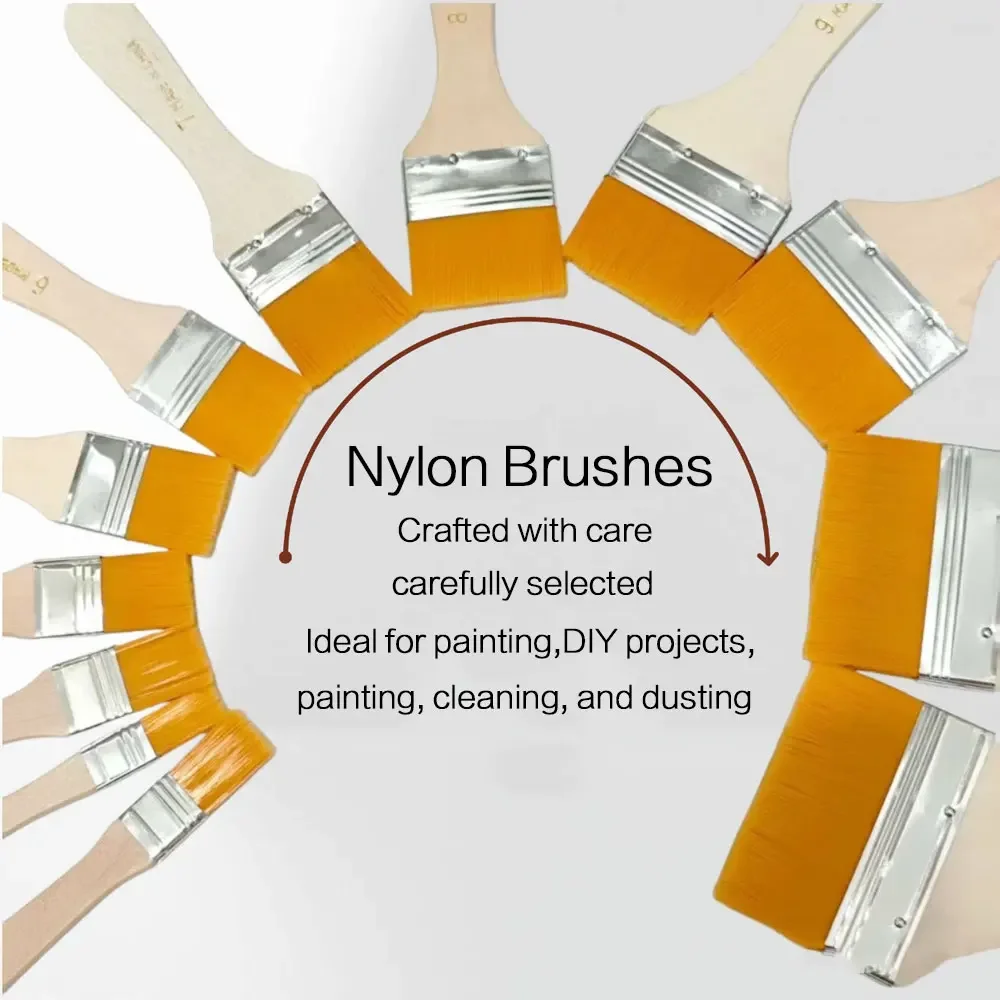 1/12PCS HighQuality Nylon Paint Brushes with Different Sizes and Wooden Handles Ideal for Acrylic, Oil and Watercolor Painting