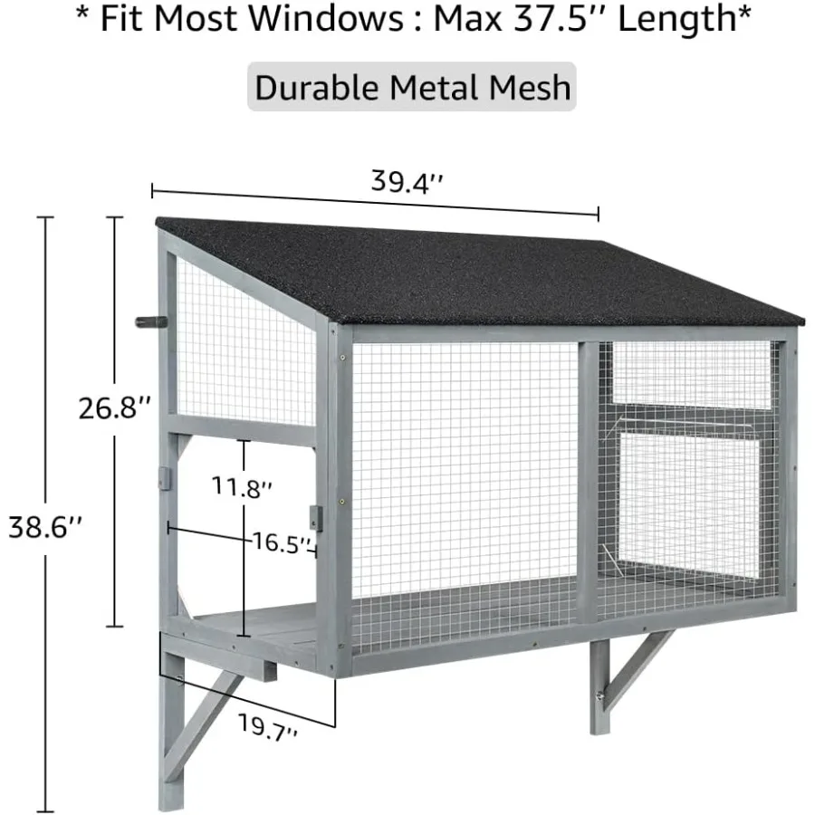 Scatola per finestra Catio per gatti da interno Scatola per posatoio per finestra in legno espandibile per multi gattini Sicuro e confortevole per esterni