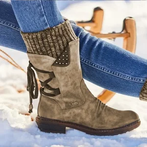 Mulheres inverno meados de bezerro botas de inverno sapatos senhoras moda botas de neve sapatos coxa alta camurça quente botas 2023 10 principais vendas calça legging suede - №8