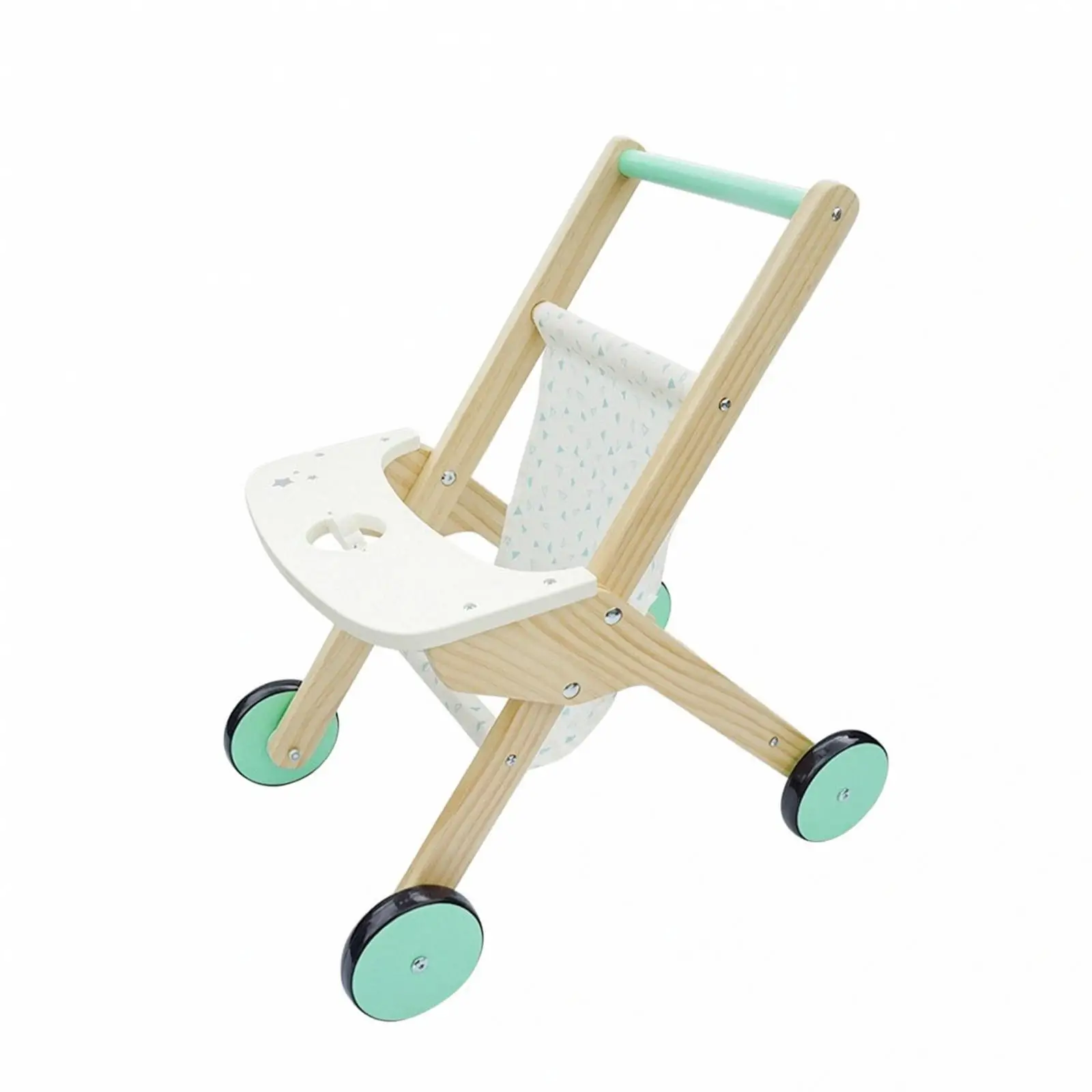 imaginative-role-play-toy-pushchair-sturdy-wooden-frame-cloth-seat-seat-toy-pushchair-with-tray-for-playroom