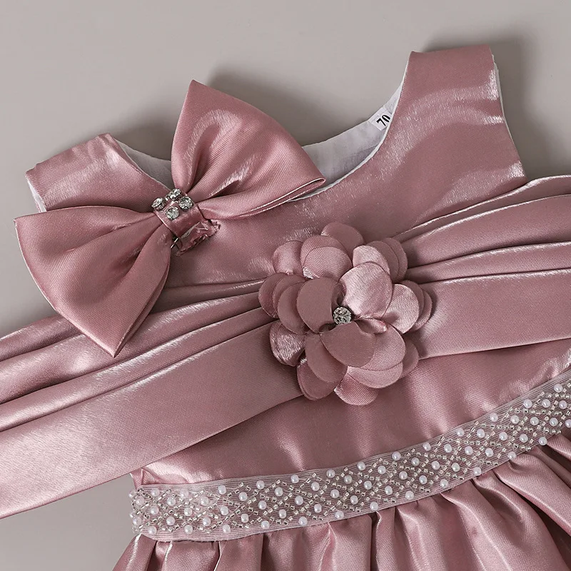 HETISO طفل زي الساتان الديكور حزام الأطفال فساتين بناتي طفلة الأميرة عيد ميلاد احتفالي الكرة ثوب 2-5 سنوات