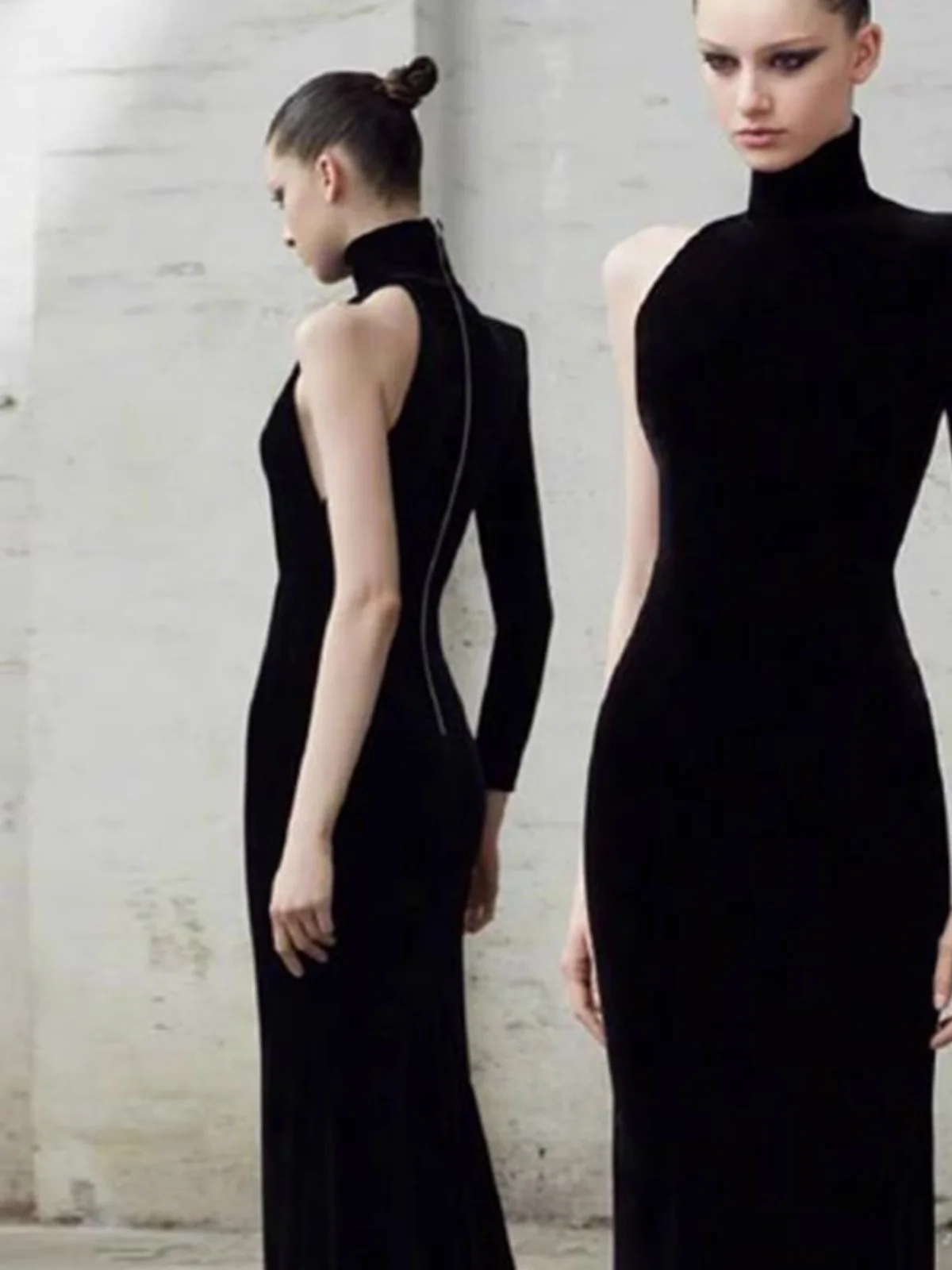 

Bla Velvet Long Sve Evening Gown Faionable Performance Tailed Evening Dr for Year End Par Birthday Par