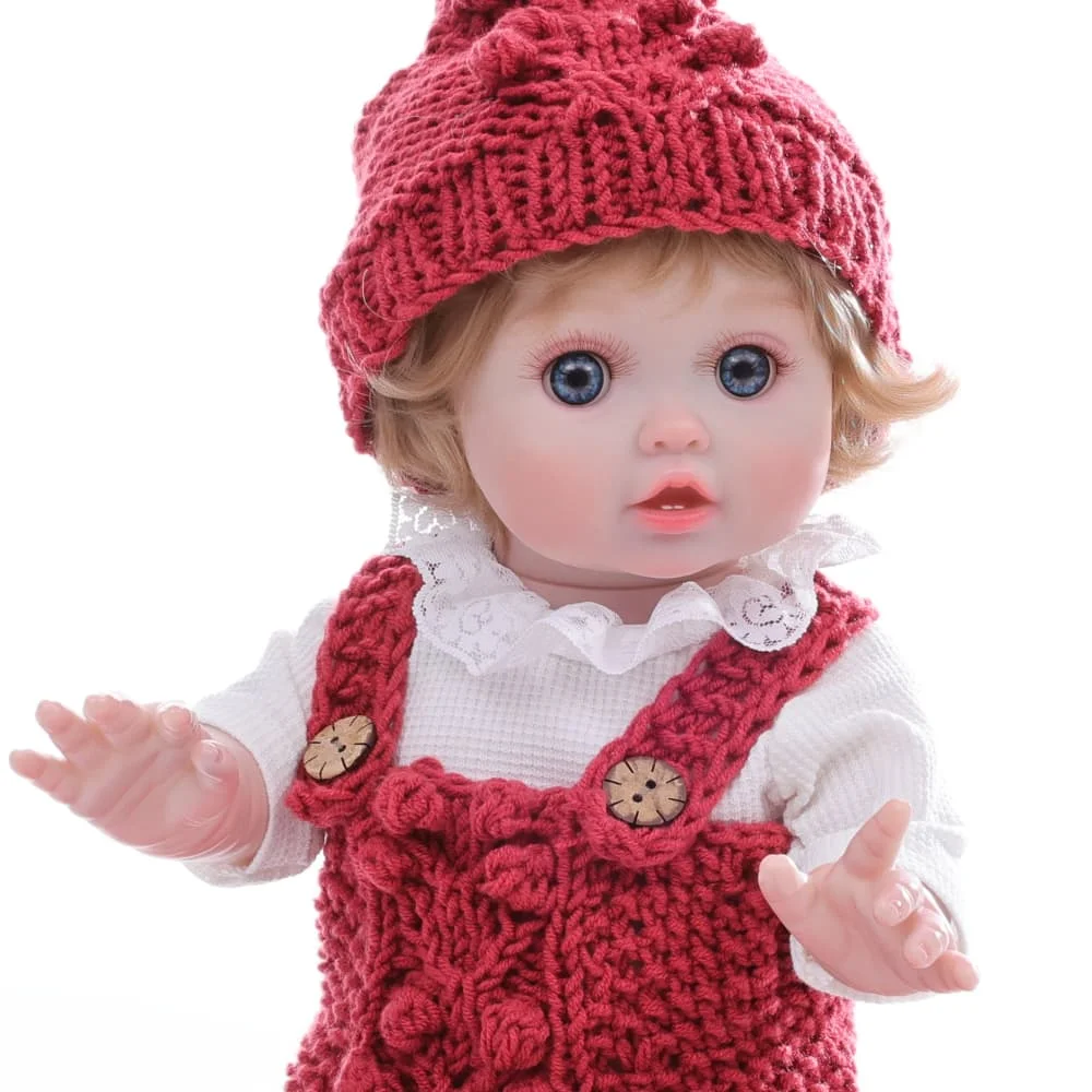 

Cloveray Authentic 18-inch Simulation Reborn Baby Doll Red Knitted Suit Realistic Newborn Doll Little Girl Children's Gift