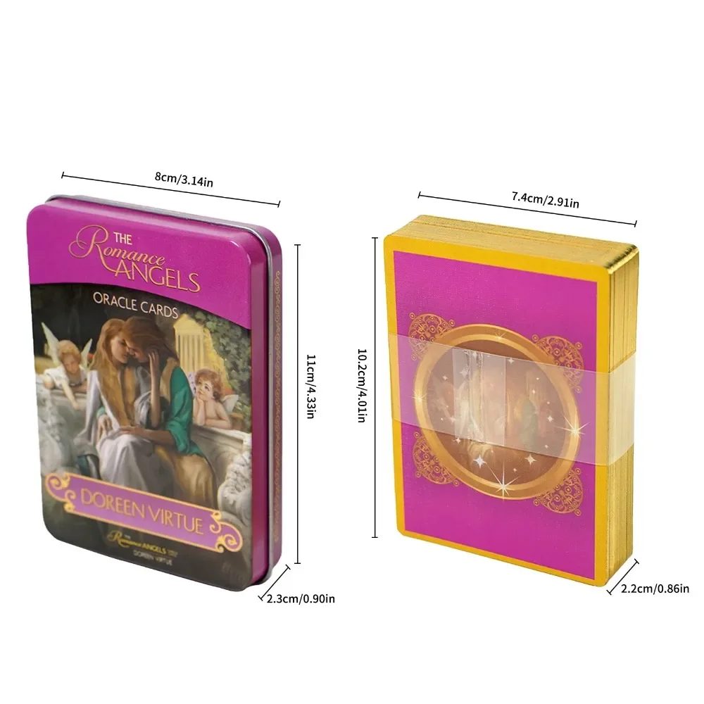 The Romance Angels Oracle Cards Fate Divination Gold Plated Tarot Witchcraft Supplies Board Game with Metal Box