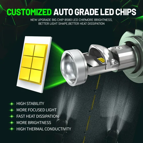 Imagen 2 del producto HYNBYZJ H11 H4 1200000 LM 1000W CANBUS faros LED para coche 9005 9006 H7 bombillas de lente de proyector LED 6000K blanco 12V 24V faro automático