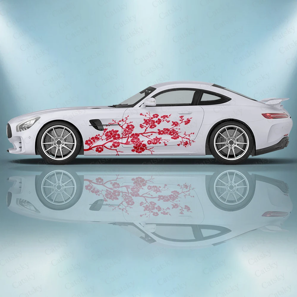 

flowers sakura Car Stickers Custom Vinyl Side Graphics Modified Racing Car Accessories Package Car Decals Stickers