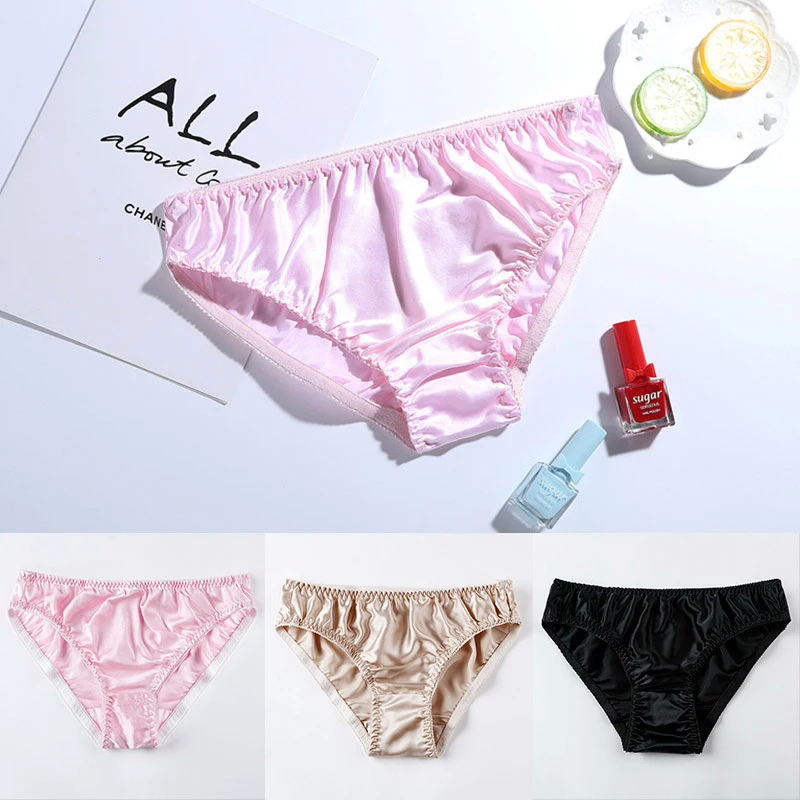 Women\'s Underclothing Undergarments Silk Underwear Panties Soft Lingerie Knickers Pink