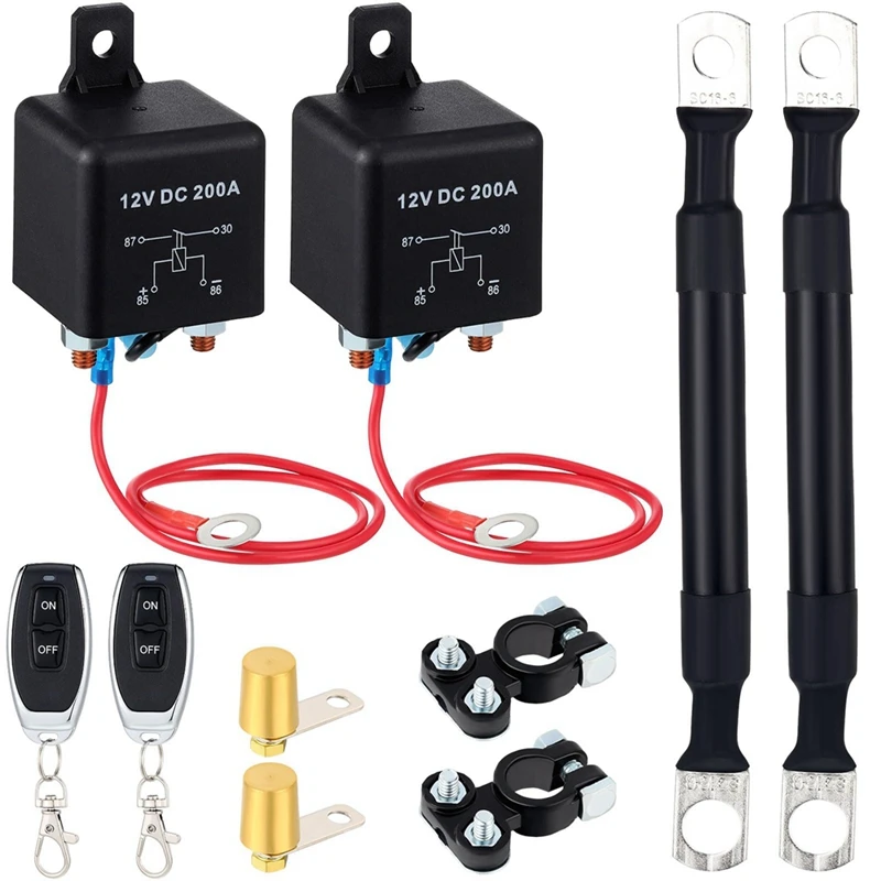 

Remote Battery Disconnect Switch Kit 200A DC12V Top Post Negative Anti Theft Car Battery Cut Off Switch 1Set