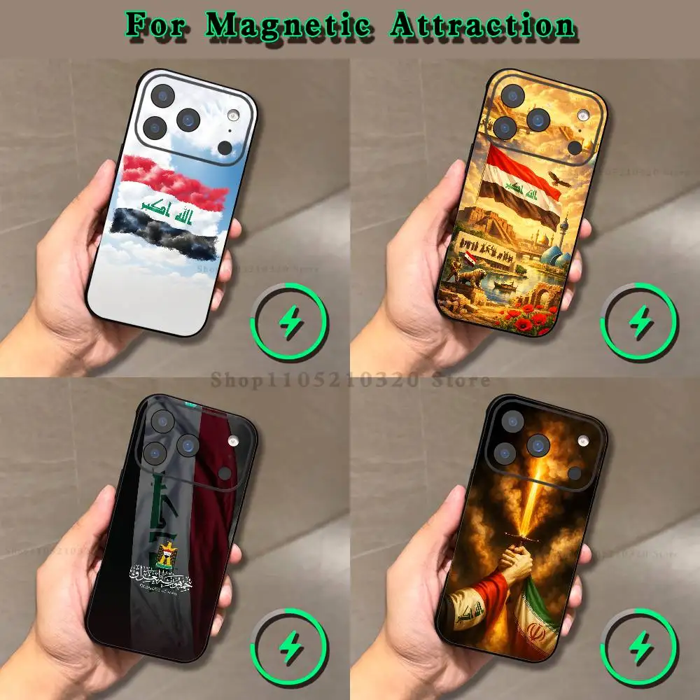 Iraqi Iraq National Flag  Phone Case For iPhone 17,16,15,14,13,12,11,Pro,Max,Plus,E,Air,Mini Magnetic Magsafe Frosted