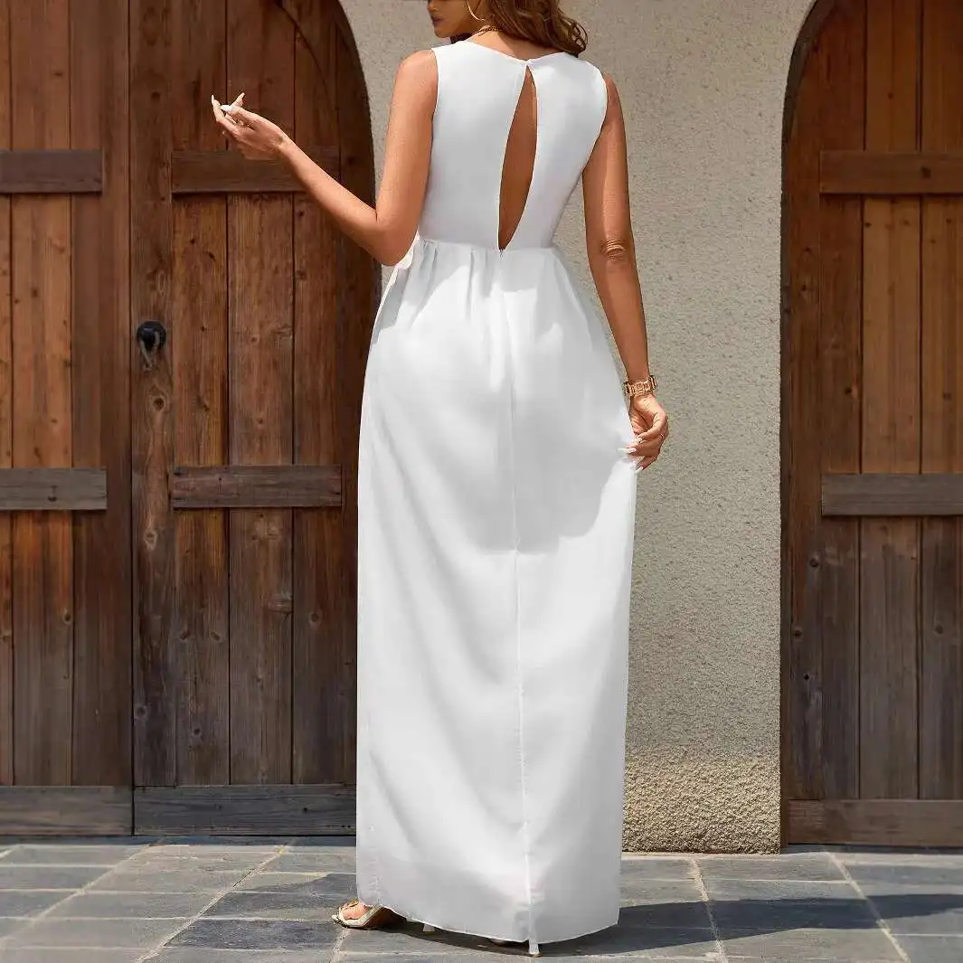 

Long Skirt White Seaside Vacation Dress New Sleeveless 2025 Women's Light Wedding Dress 2025 Summer Dress Robe Vestido Women