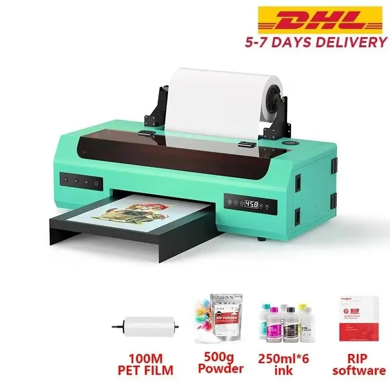 To DTF Transfer Printer A3+ L1800 DTF Printer T Shirt Printing Machine With Curing Oven for Clothes Hoodies Jeans