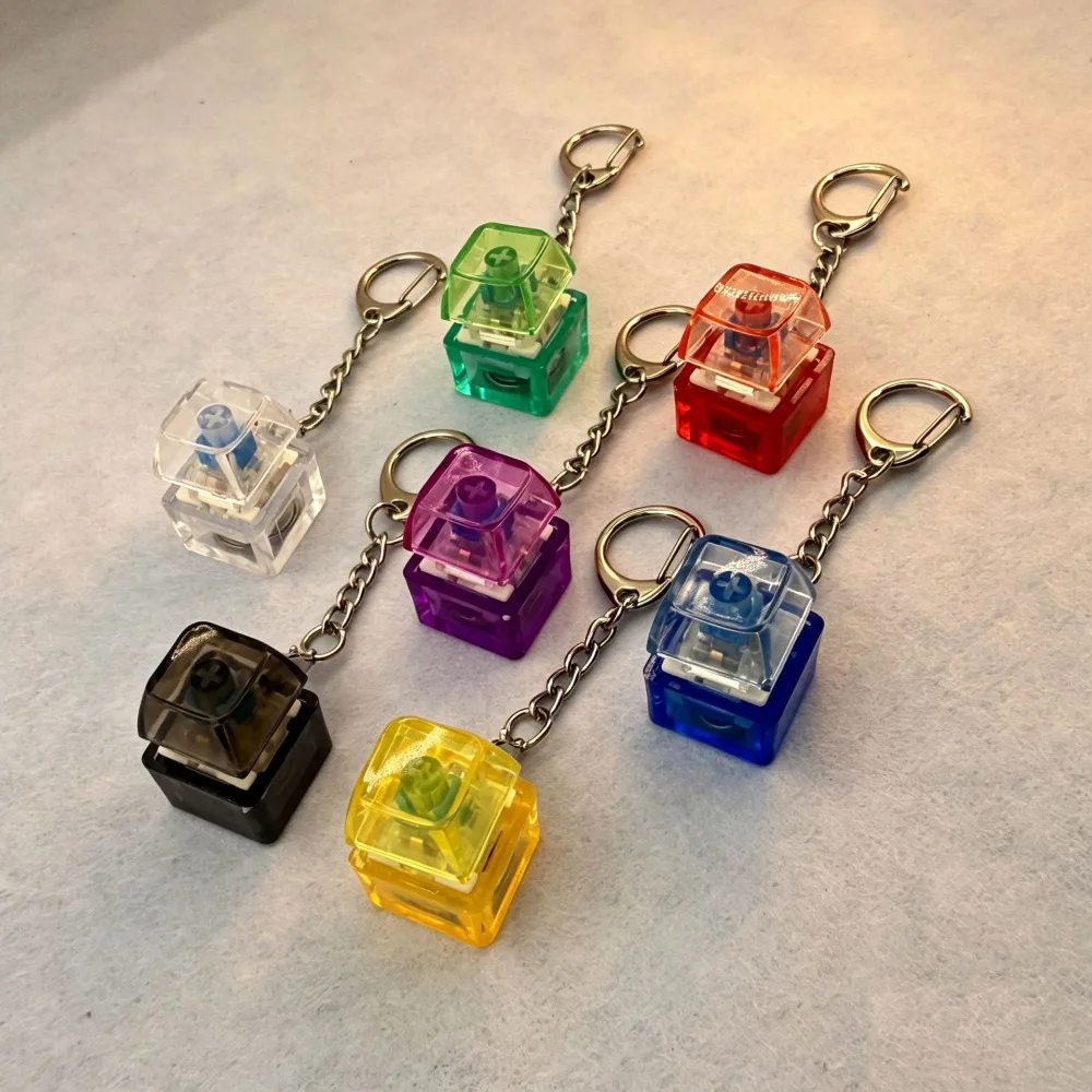 Mechanical Keyboard Switch Keychain Fidget Toy Playful Clicker Stress Relief Keyring Bag Pendant Party Gift Keychain Accessories