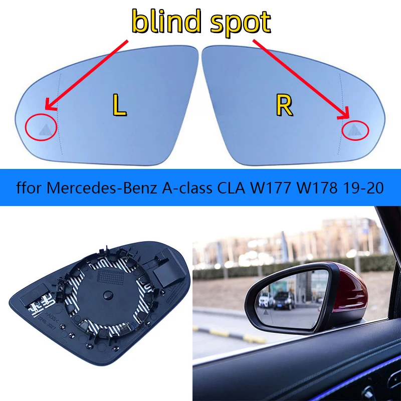 

Left/Right Side blind spot Heated Mirror Glass Rearview Mirror Glass for Mercedes-Benz A-class CLA W177 W178 2019-2020 mirror