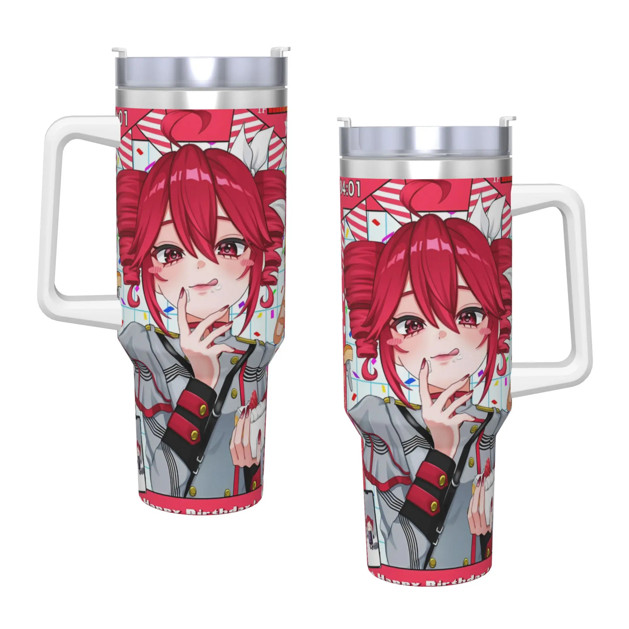 Stainless Steel Tumbler Kasane Teto Cheer Portrait Cute Car Mugs With Straws  Cold Drink Water Bottle Large Capacity Thermal Mug