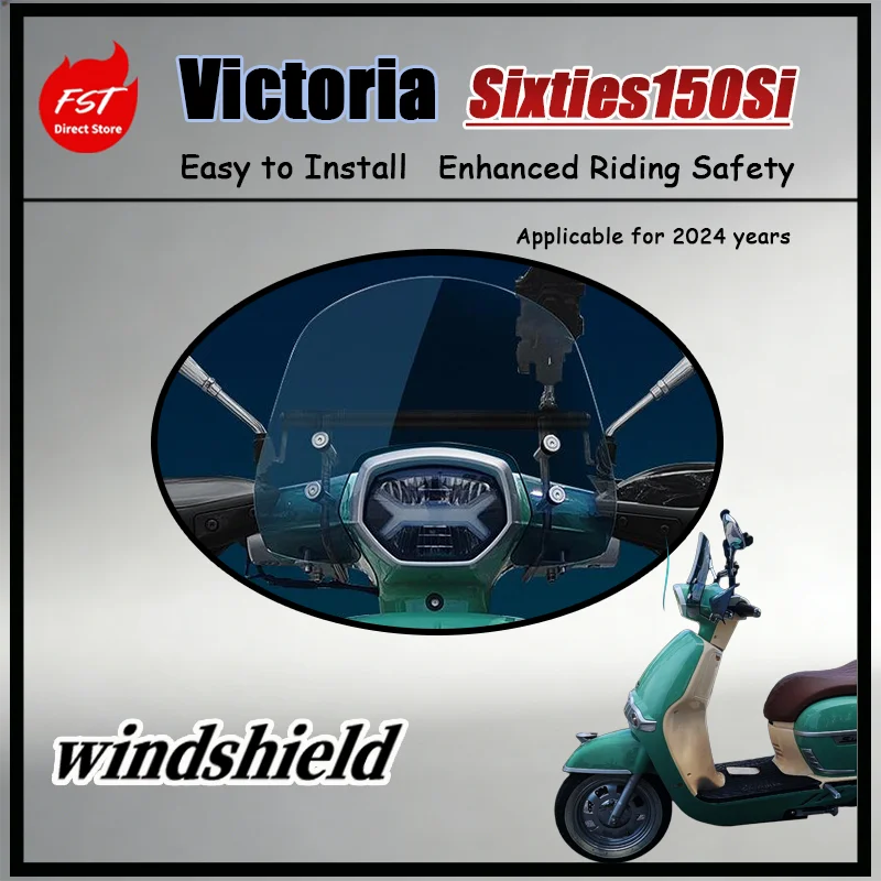 

Комплект: ветровое стекло и кронштейн для Victoria Sixties 150Si 2024 года — высокопрочный, ударопрочный, модифицированный аксессуар