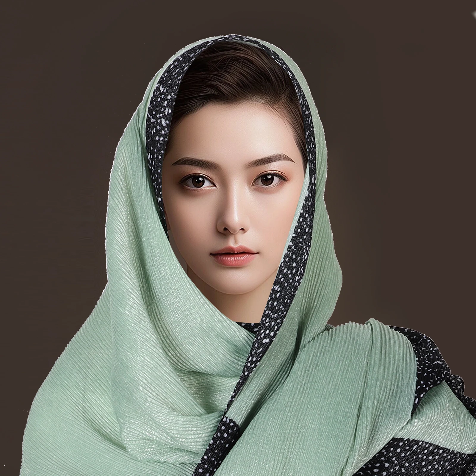

Head Scarf for Women Lightweight Turban Malaysian Crinkle Stitching Versatile Neck Hair Wrap Shawl African Western Style