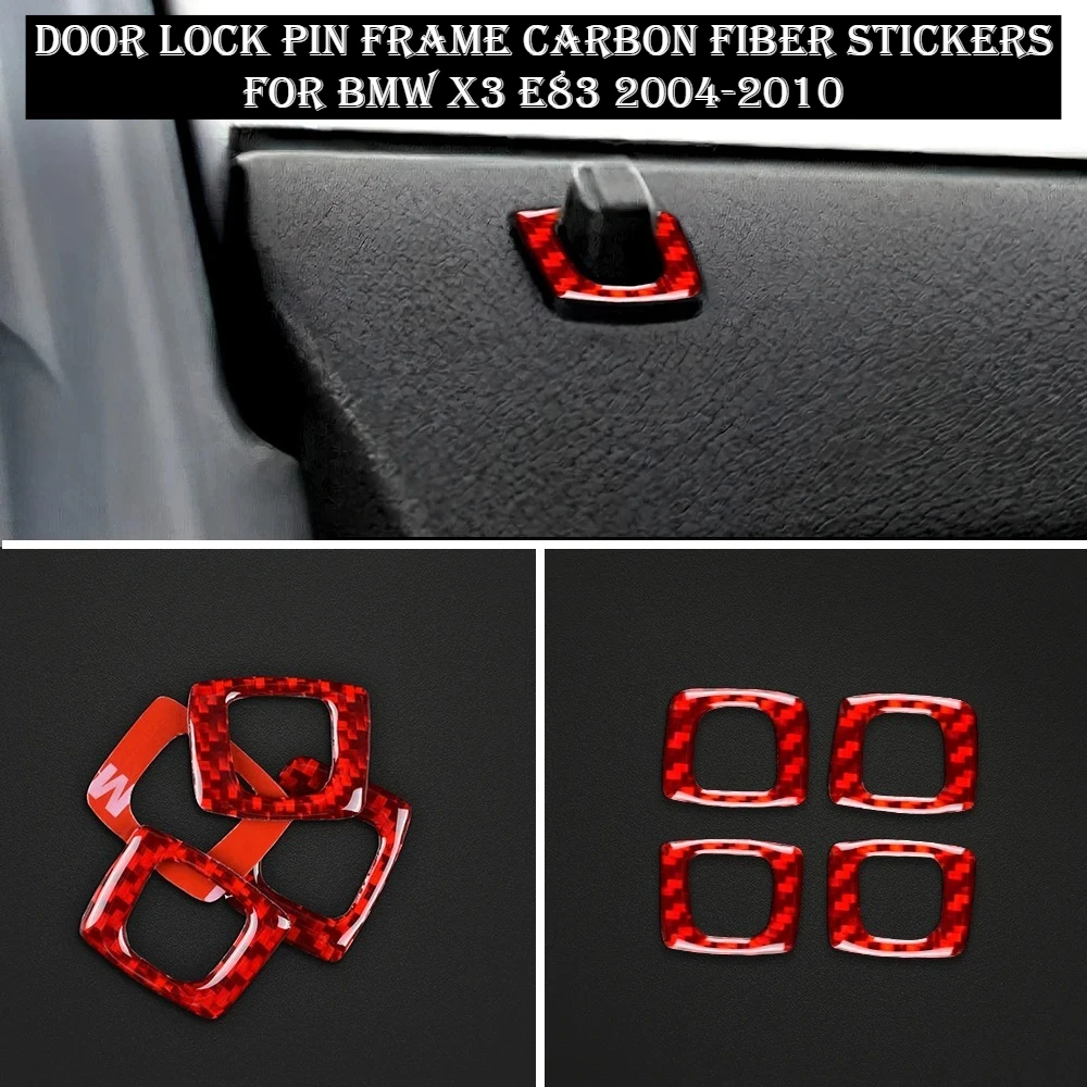 

4PCS Door Lock Pin Circle Ring Cover Carbon Fiber Protector Sticker For BMW X3 E83 2004-2010 Car Interior Decoration Accessories