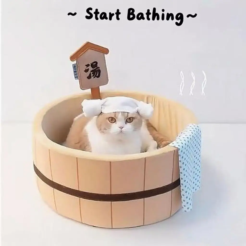 

Съемный японский бассейн с горячими источниками для щенков, кровать для кошек, форма ванны, корзина для собачьего домика, умывальник, подушка для котенка, плюшевая спальная кровать