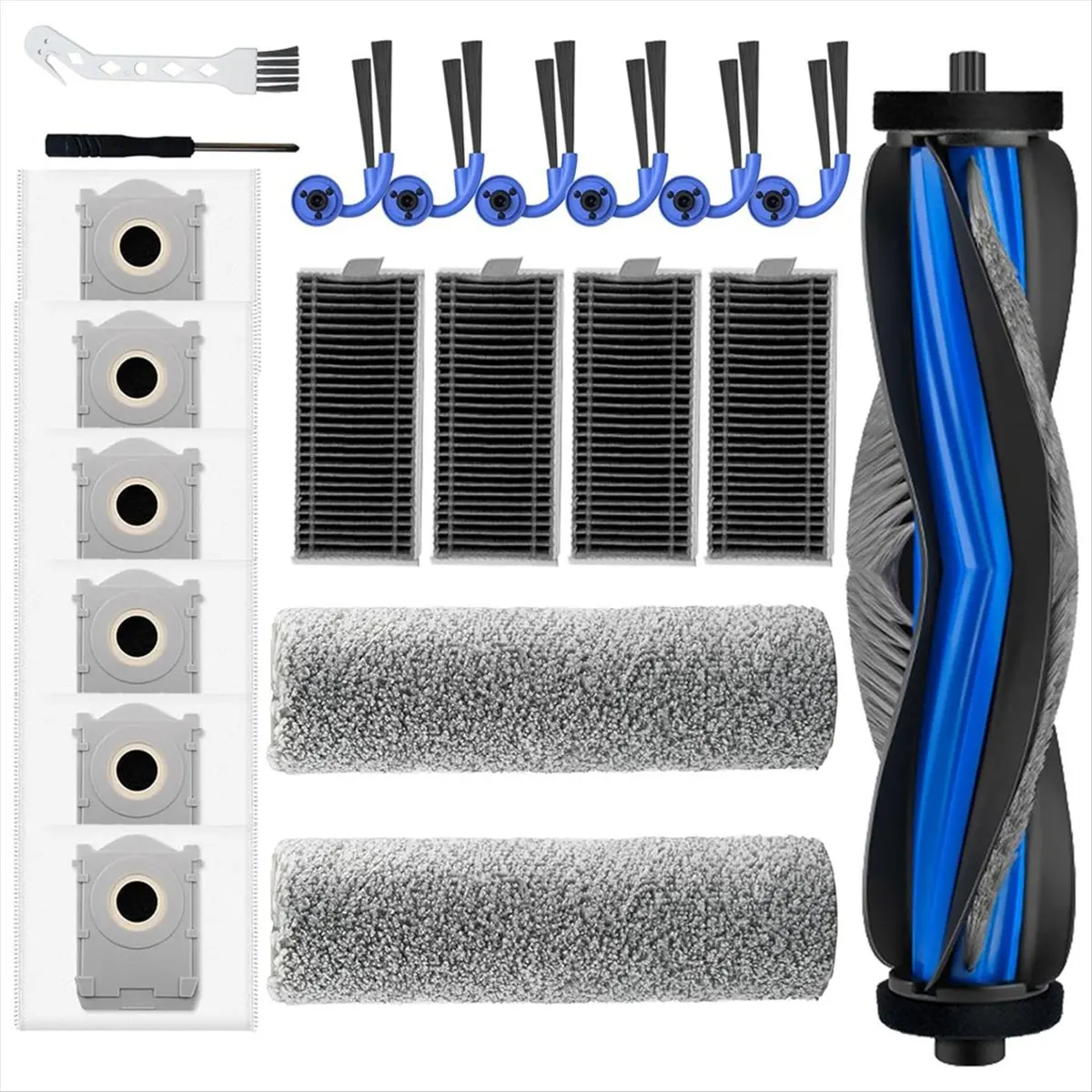 A42F 21Pcs for Ecovacs Deebot X9 Pro Omni/X9 Pro Robotic Vacuum Cleaner Parts Main Side Brush Mop Roller Filter Dust Bag