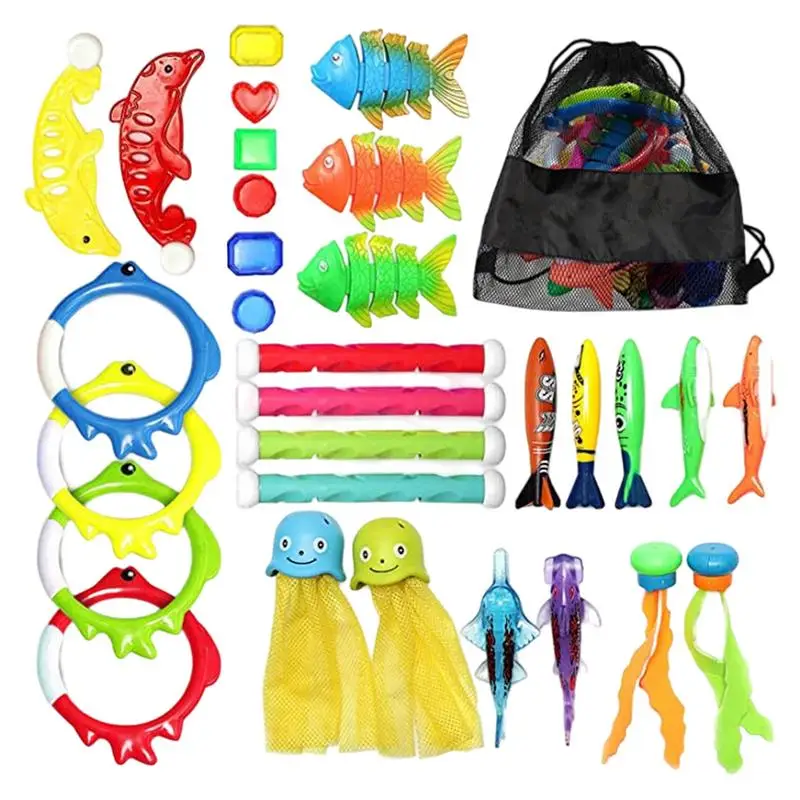 Pool Diving Swimming Toys 30pcs Kids Pool Toys Underwater Games Training Swim Pool Diving Toys Fun Swim Games Sinking Set For